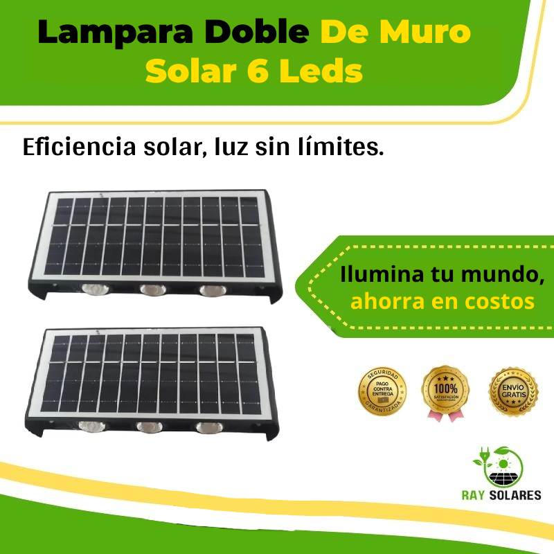Doble Lampara De Muro Solar de 6 Leds