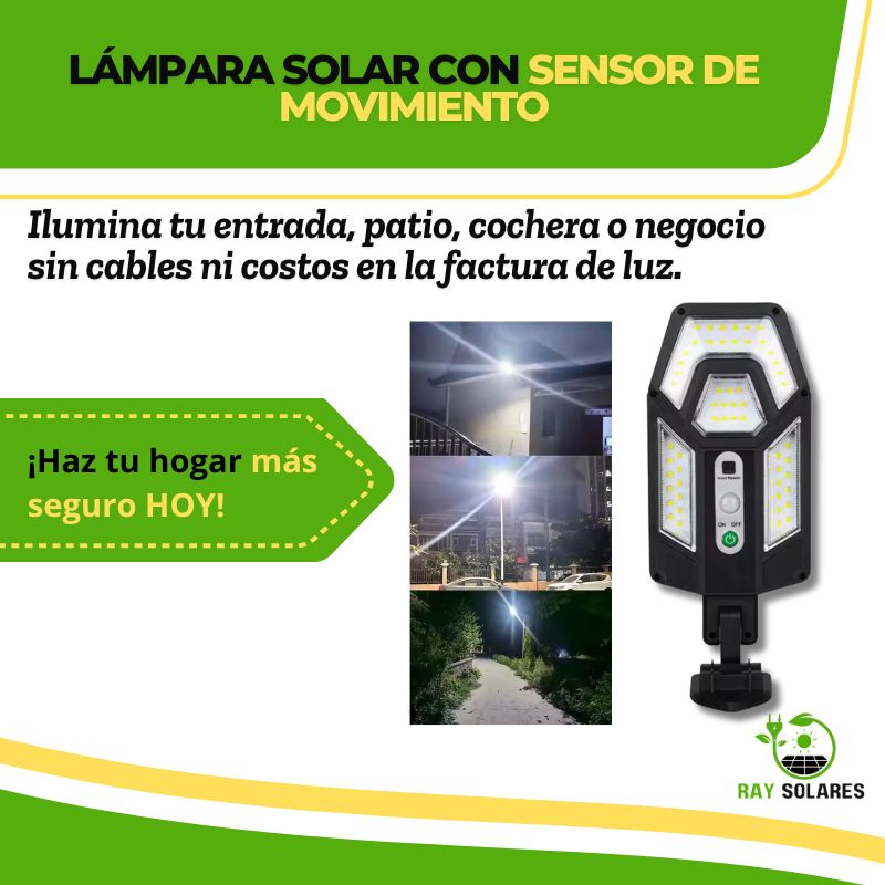 Lámpara Solar con Soporte y Sensor de Movimiento