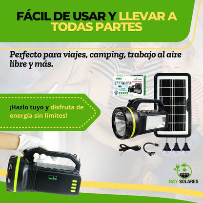 Kit Solar de Camping Radio Bluetooth y Linterna