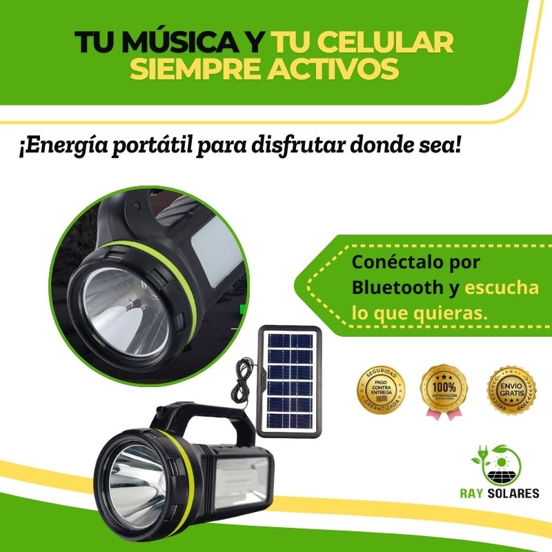 Kit Solar de Camping Radio Bluetooth y Linterna