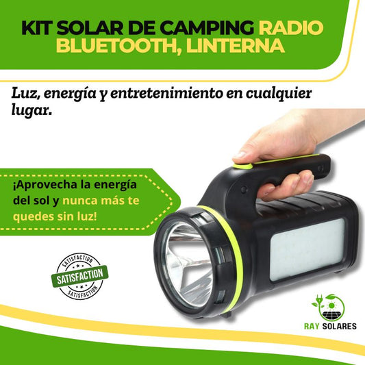 Kit Solar de Camping Radio Bluetooth y Linterna