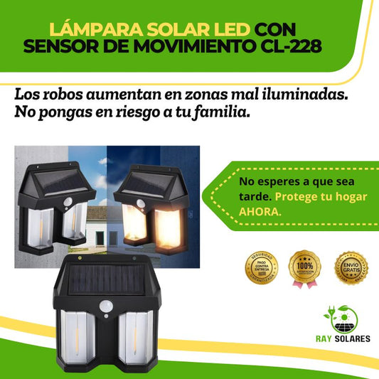 Lámpara Solar Led con Sensor de Movimiento Cl-228