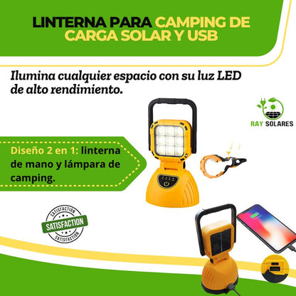 Linterna Para Camping de Carga Solar y USB