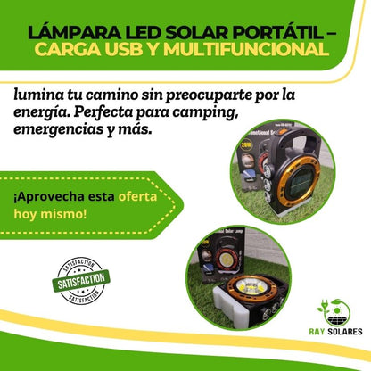 Lámpara Led Solar Portátil Carga USB Multifuncional