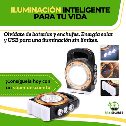 Lámpara Led Solar Portátil Carga USB Multifuncional