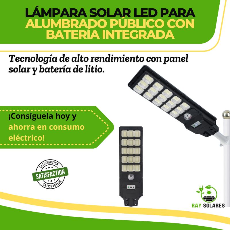 Lámpara Solar LED para alumbrado Público con Batería Integrada